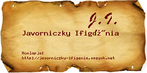 Javorniczky Ifigénia névjegykártya